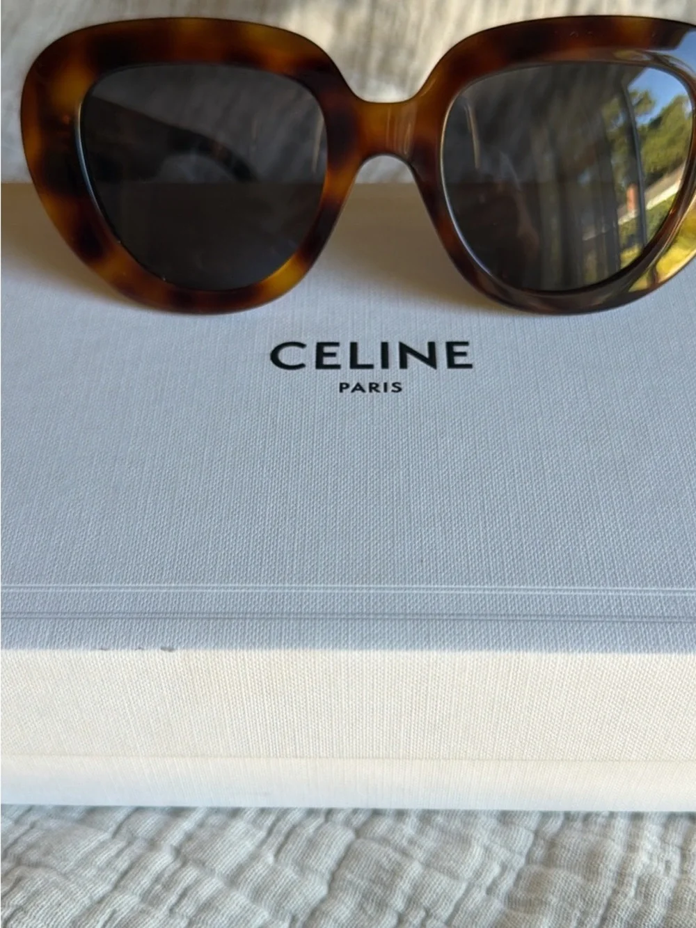Celine Tortoiseshell Oversized Round Women's Sunglasses - Brown NEW